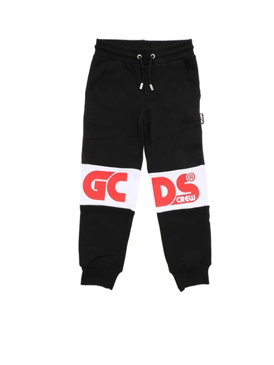 Shop Gcds Red Logo Print Pants In Black