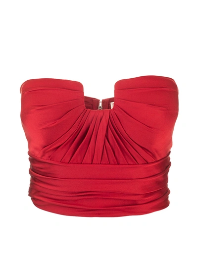 Shop Alexander Mcqueen Silk Bustier Top In Red