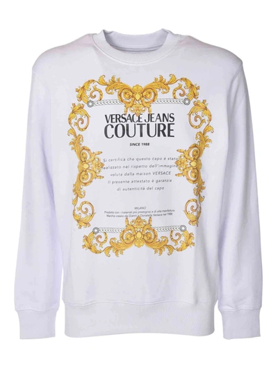 Shop Versace Jeans Couture Branded Sweatshirt In White