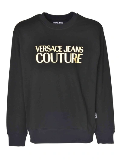 Shop Versace Jeans Couture Lettering Logo Sweatshirt In Black