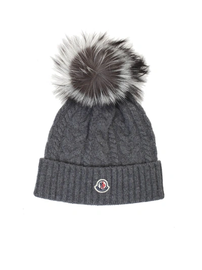 Shop Moncler Pom Pon Beanie In Grey