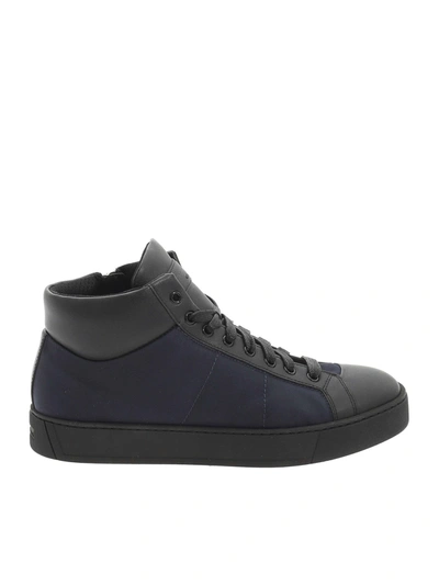 Shop Santoni Logo Sneakers In Blue And Black