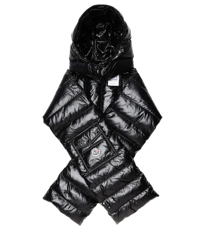 Shop Moncler Hooded Down Scarf In Black