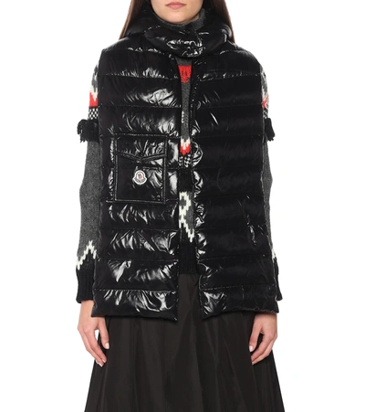 Shop Moncler Hooded Down Scarf In Black