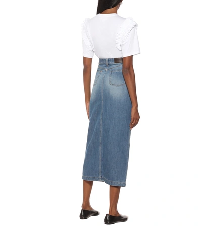 Shop Victoria Victoria Beckham High-rise Denim Midi Skirt In Blue