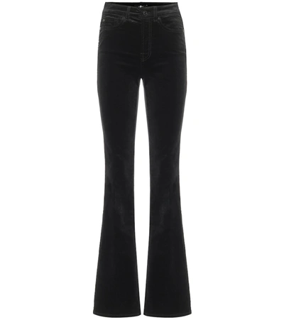 Shop 7 For All Mankind Lisha High-rise Bootcut Velvet Pants In Black