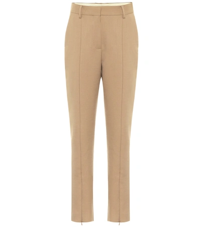 Shop Mm6 Maison Margiela Zipped High-rise Slim Fit Pants In Brown