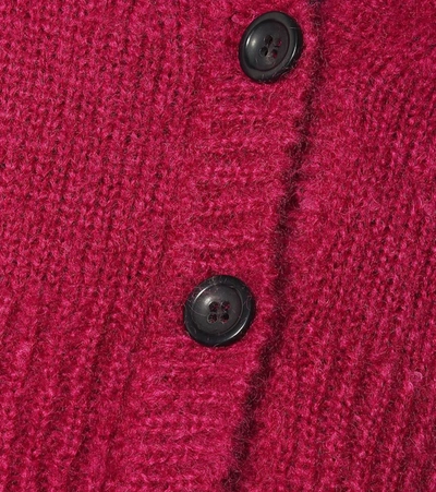 Shop Dries Van Noten Cropped Mohair-blend Cardigan In Pink