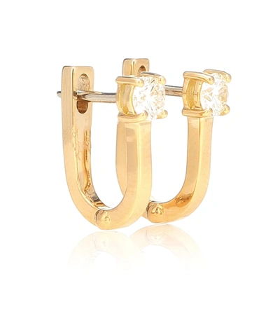 Shop Melissa Kaye Aria U Huggie 18kt Gold Hoop Earrings With Diamonds