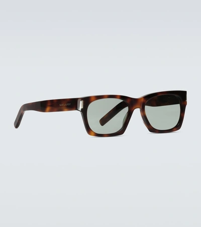 Shop Saint Laurent Square-frame Sunglasses In Brown