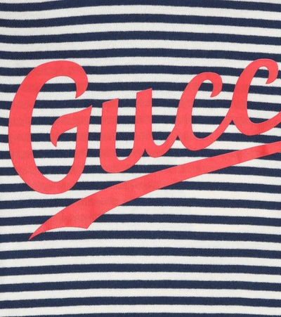 Shop Gucci Logo Stretch-cotton Top In Blue