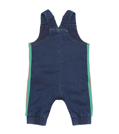 Shop Gucci Baby Denim Playsuit In Blue/multicolor