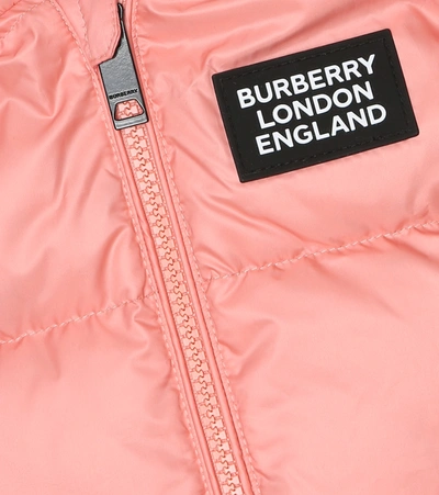 Shop Burberry Baby Down Snowsuit In Pink
