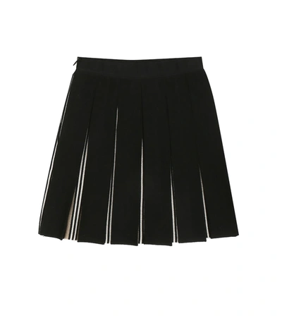 Shop Burberry Icon Stripe Stretch-wool Skirt In Black