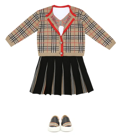 Shop Burberry Icon Stripe Stretch-wool Skirt In Black