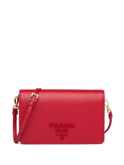 Shop Prada Saffiano Leather Mini-bag In Red