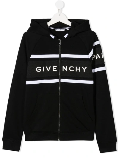 Shop Givenchy Logo-print Zip Front Hoodie In Black