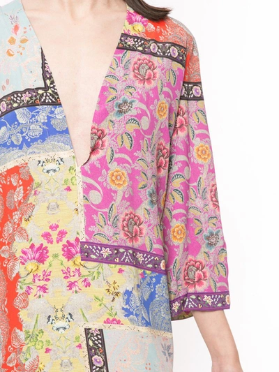 Shop Etro Patchwork-print Shift Midi Dress In Multicolour