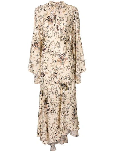 Shop Etro Paisley-print Asymmetric Midi Dress In Neutrals