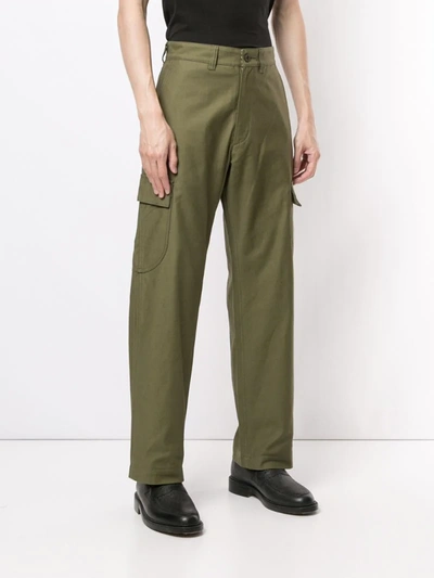 Shop Junya Watanabe Straight-leg Tailored Trousers In Green