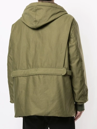 Shop Junya Watanabe Hooded Parka Coat In Green