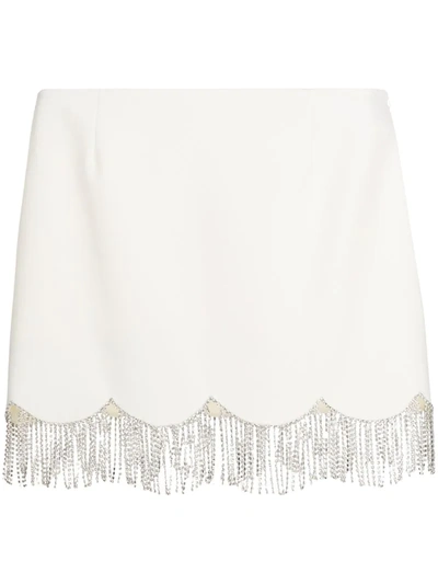 Shop Area Embellished Scalloped Mini Skirt In Neutrals