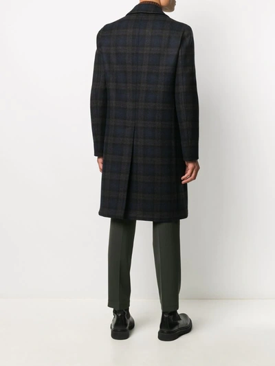 Shop Lardini Check Single-breasted Coat In Blue