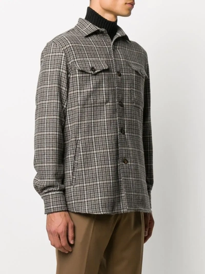 Lardini Check Button-up Shirt Jacket In Brown