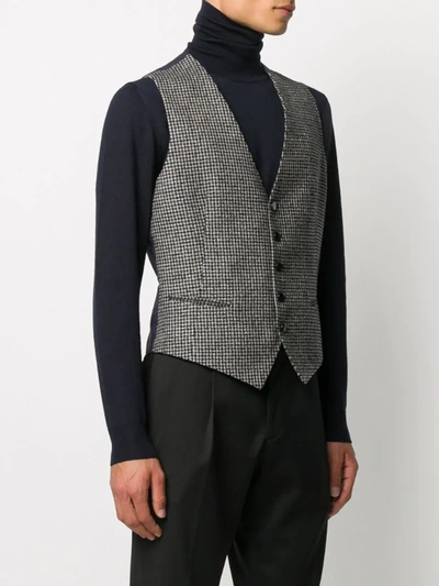 Shop Tagliatore Checked Fitted Waistcoat In Neutrals