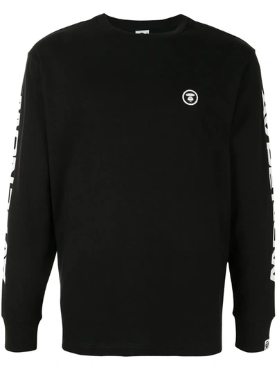 Shop Aape By A Bathing Ape Logo Print Long-sleeved Top In Black