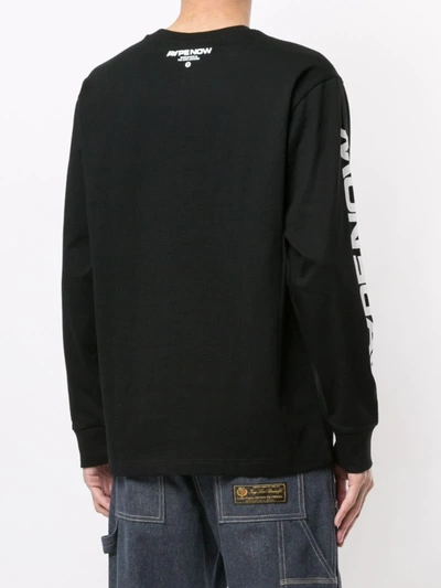 Shop Aape By A Bathing Ape Logo Print Long-sleeved Top In Black