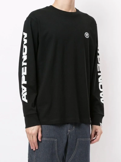 Shop Aape By A Bathing Ape Logo Print Long-sleeved Top In Black