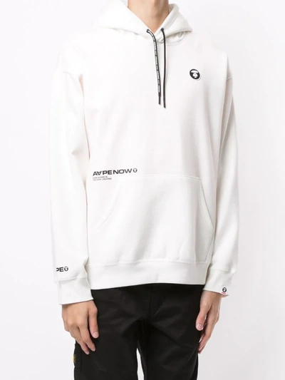 Shop Aape By A Bathing Ape Aape Now Micro-print Hoodie In White