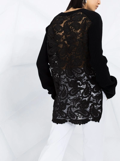 Shop Ann Demeulemeester Lace-back Ribbed Sweater In Black