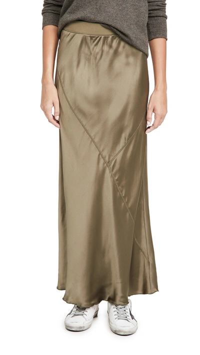 Shop Atm Anthony Thomas Melillo Silk Ankle Length Skirt In Army 2003