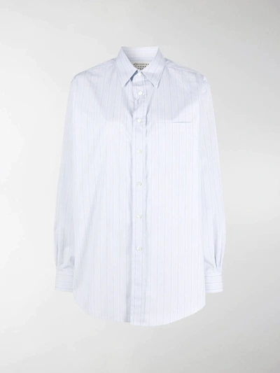 Shop Maison Margiela Vertical Striped Loose-fit Shirt In White