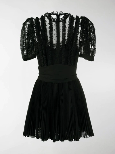 Shop Dolce & Gabbana Ruched Puff-sleeve Mini Dress In Black