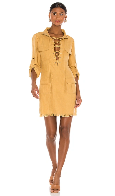 Shop Divine Héritage Lace Up Mini Safari Dress In Driftwood