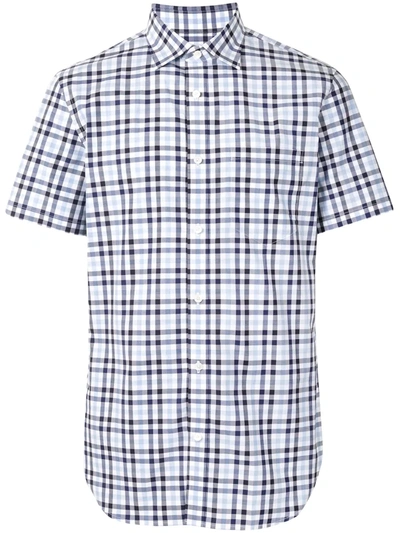 Shop Kent & Curwen Checked Short-sleeved T-shirt In Blue