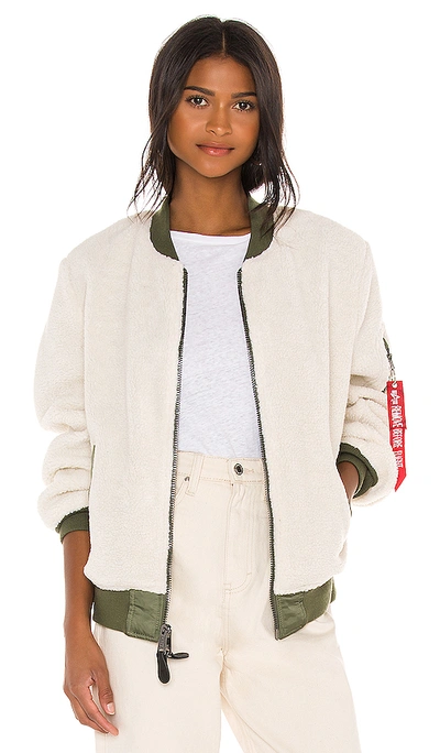 Shop Alpha Industries L-2b Sherpa Flight Jacket In Light Cream & Sage Lining