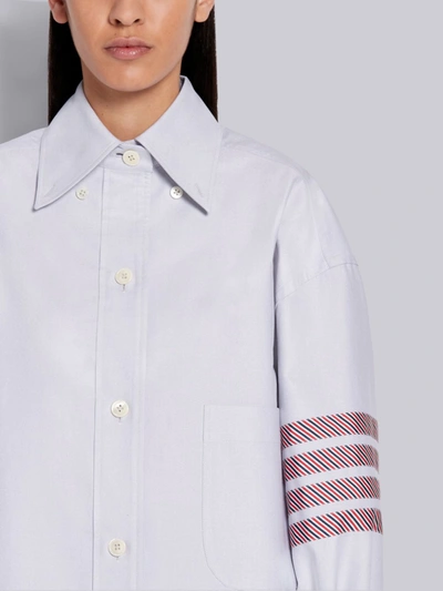 Shop Thom Browne Medium Grey Cotton Oxford Supersized 4-bar Shirt
