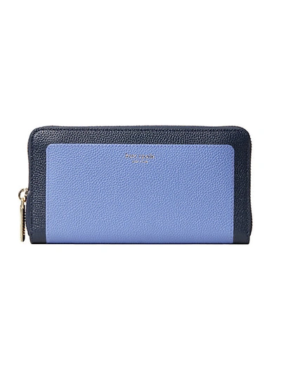 Shop Kate Spade Margaux Leather Zip-around Wallet In Blue