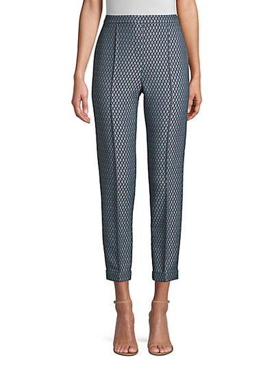 Shop Elie Tahari Marcia Diamond Stretch-jacquard Pants In Stargazer