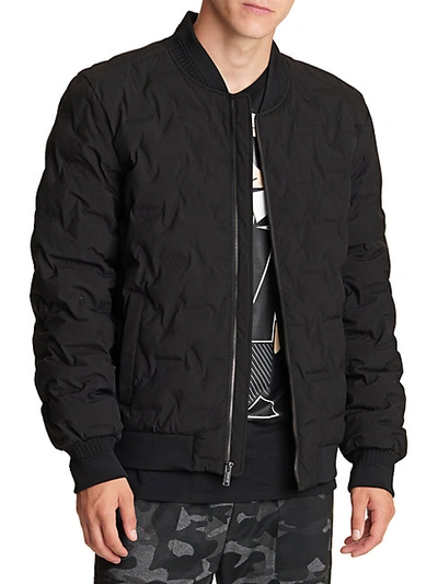 Shop Karl Lagerfeld Men's Waterproof Quilted Bomber Jacket In Black