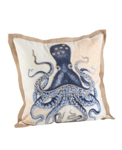Shop Saro Lifestyle Octopus Printed Decorative Pillow, 20" X 20" In Navy