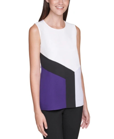 Shop Calvin Klein Colorblocked Shell Top In White/black Combo