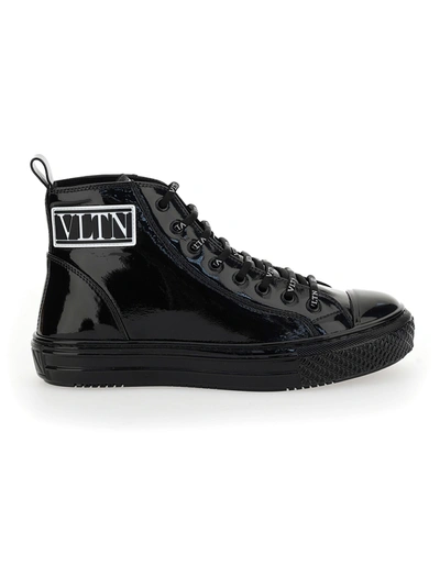 Shop Valentino High Top Sneakers In Nero/trasparente/bianco-nero/nero