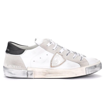 Shop Philippe Model Paris X Sneakers In White Leather And Suede In Grigio