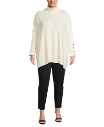 Shop Anne Klein Plus Size Boucle Dropped-shoulder Sweater In Anne White