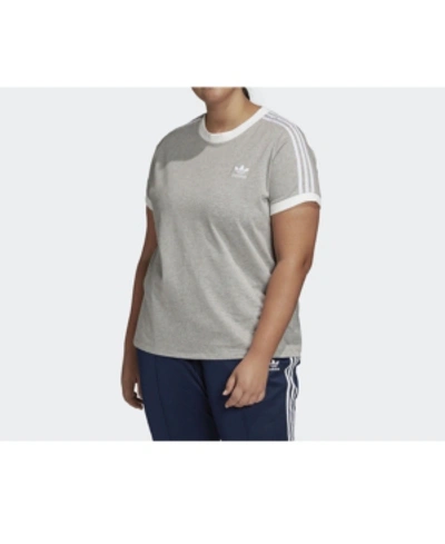 Shop Adidas Originals Women's 3-stripes Tee, Plus Size In Gray